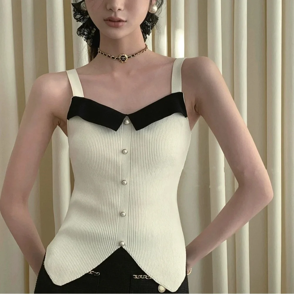 NEW French Style White Ribbed Tank Top - Picture 2 of 9